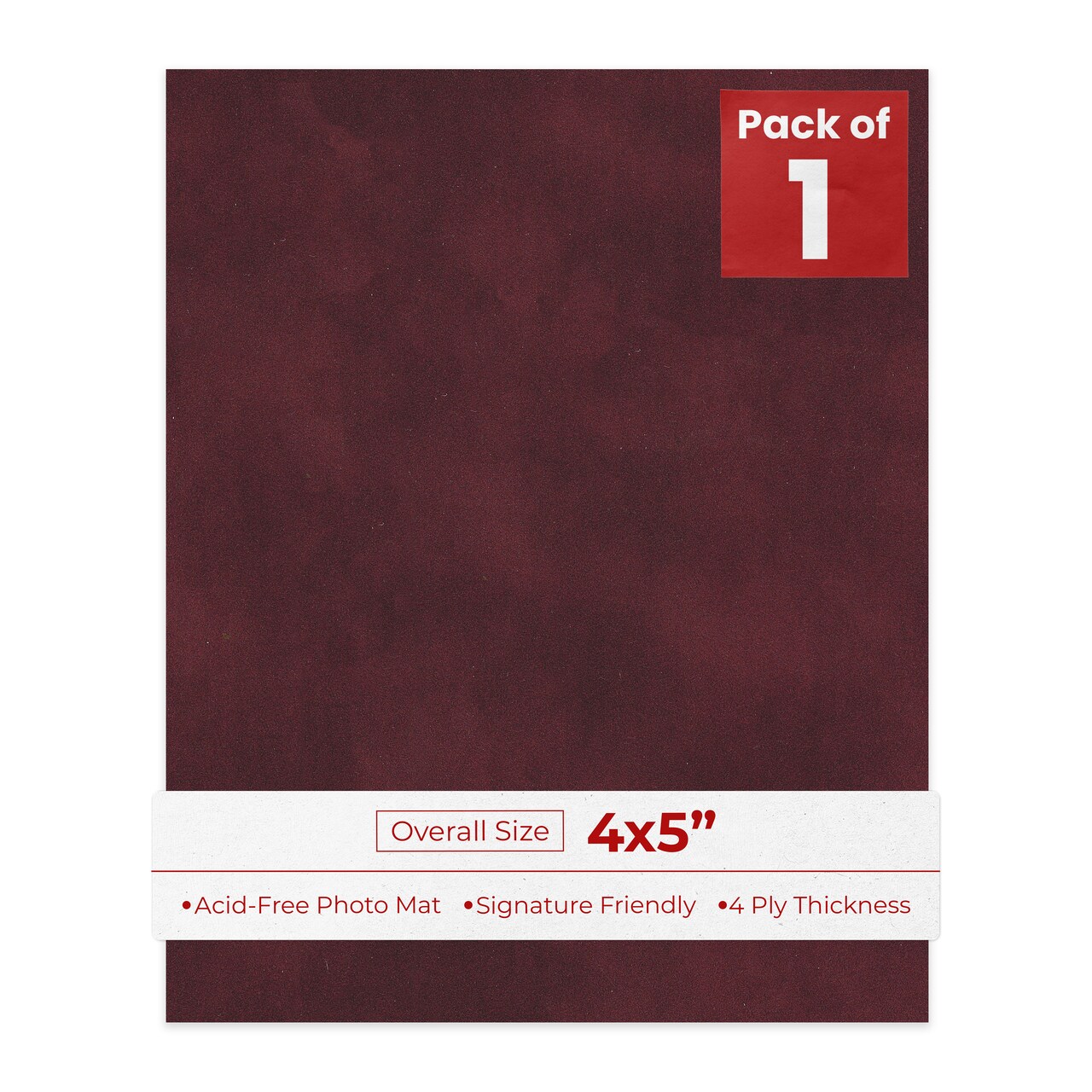 Dark Red Suede 4x5 Inch Uncut Mat Board - Blank Sheets, No Opening